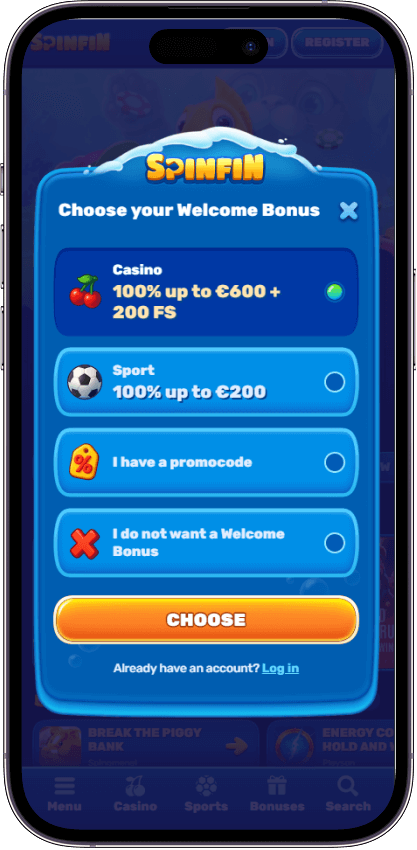 Spinfin Casino Register